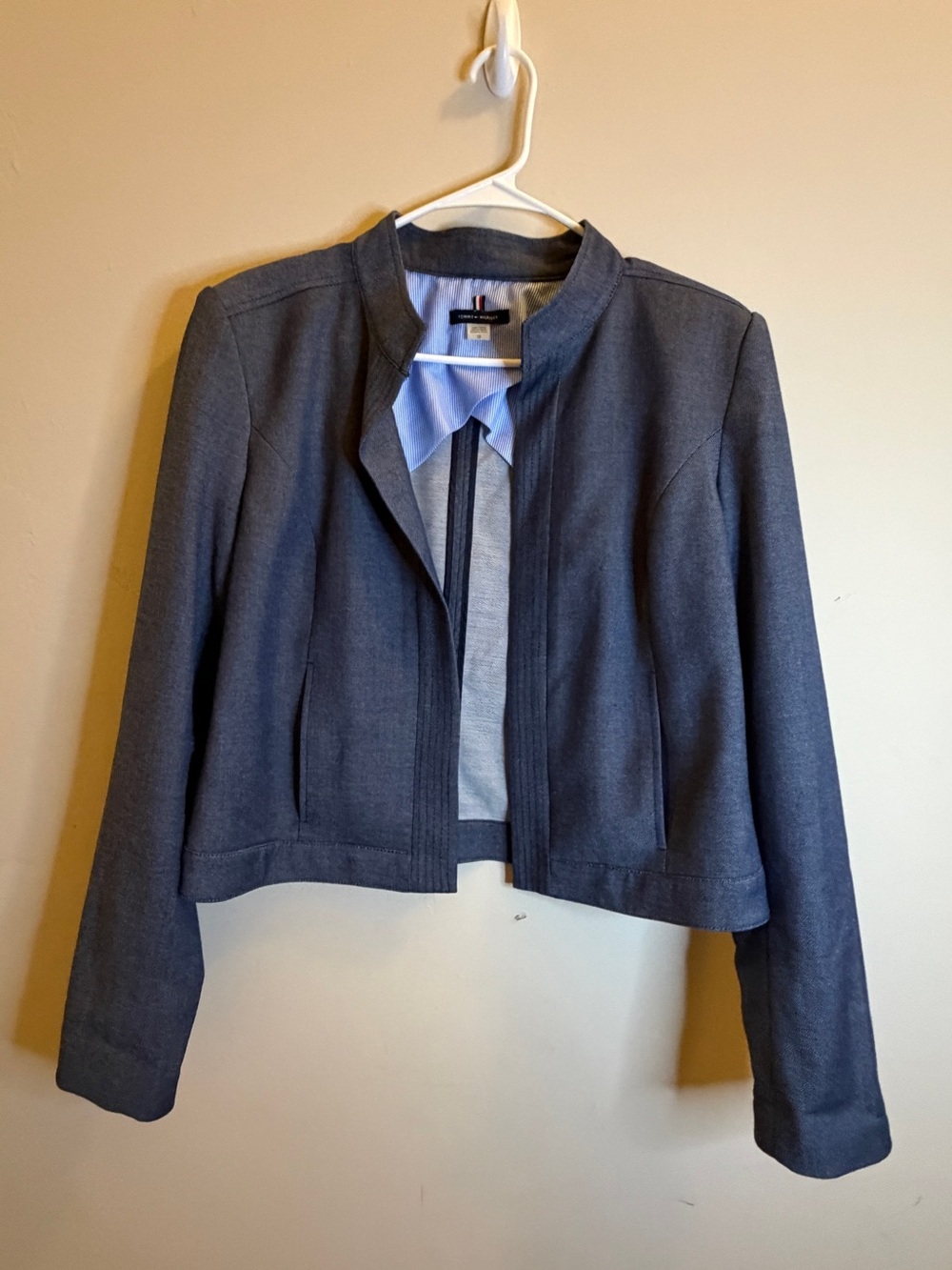 Tommy Hilfiger Dark Gray Collarless Tailored Jacket